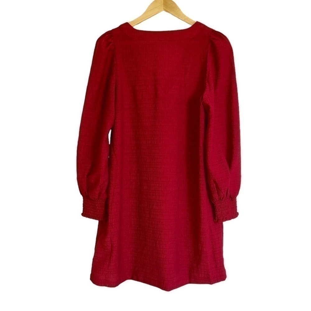 NEW BB Dakota by Steve Madden Textured Long Sleeve Mini Shift Dress Red - Picture 4 of 4